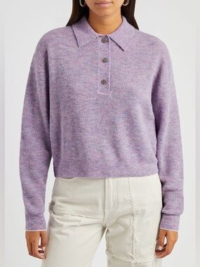 Acne Studios Alpaca Wool Knitted Polo Sweater Size XS Lilac Purple